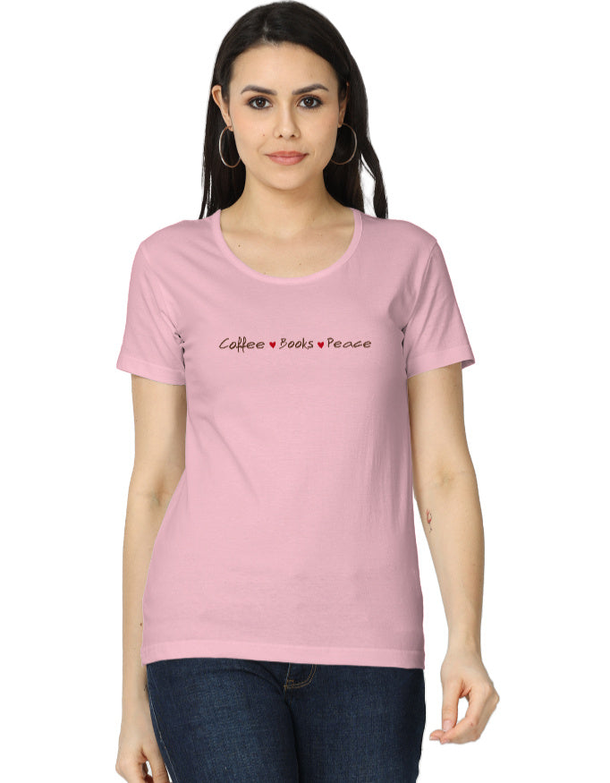 Women's T-Shirt - Coffee Books Peace