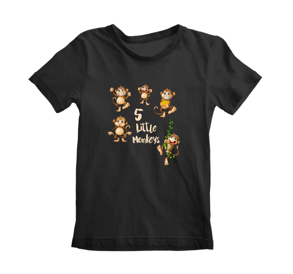Boy’s Round Neck T-shirt - 5 Little Monkeys