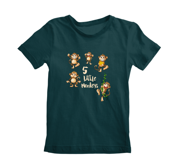 Boy’s Round Neck T-shirt - 5 Little Monkeys